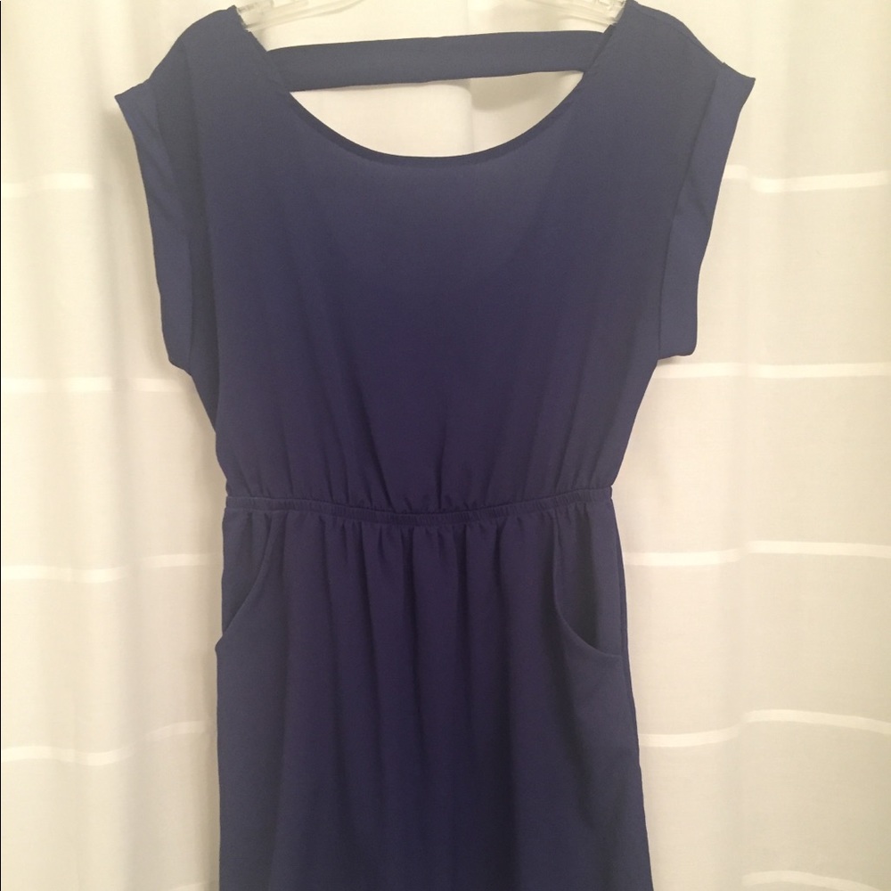 Indigo Dress- Open Back and Pockets